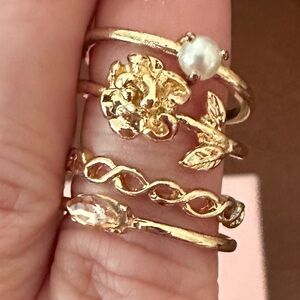 Stacking Ring Set- Gold Plated; Size 6